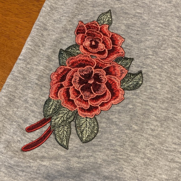 Zara Womens Size S Grey Sweatshirt Mini Dress Tunic Sweater Floral Embroidered - Picture 7 of 9